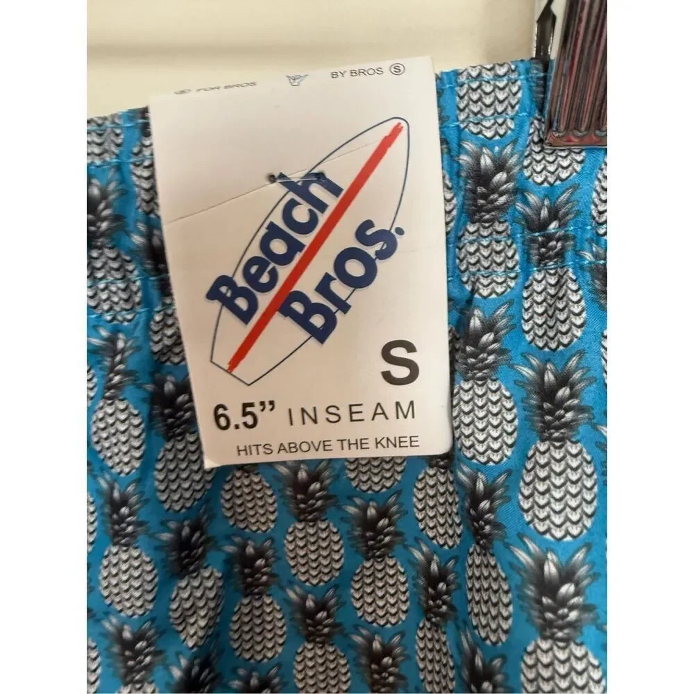 Beach Bros Mens Swim Shorts 6.5 inseam Pineapple Print Small NWT